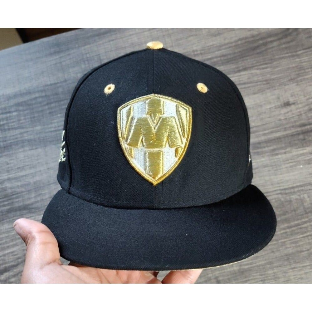 New Era 59Fifty Men gold Hat Rayados De Monterrey 70 Años Liga MX black and gold